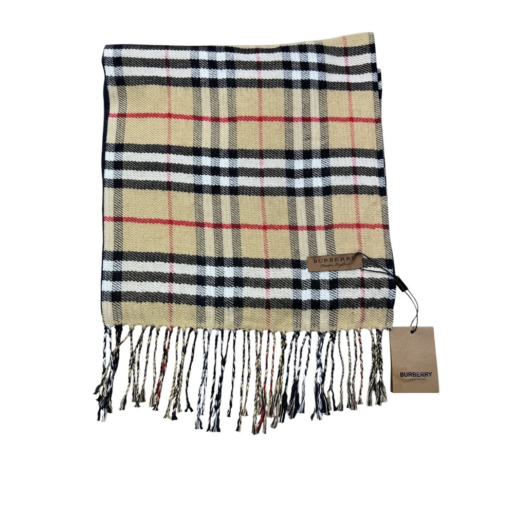 Burberry London England Scarf Classic Check Plaid Fringed Edge - Picture 3 of 11